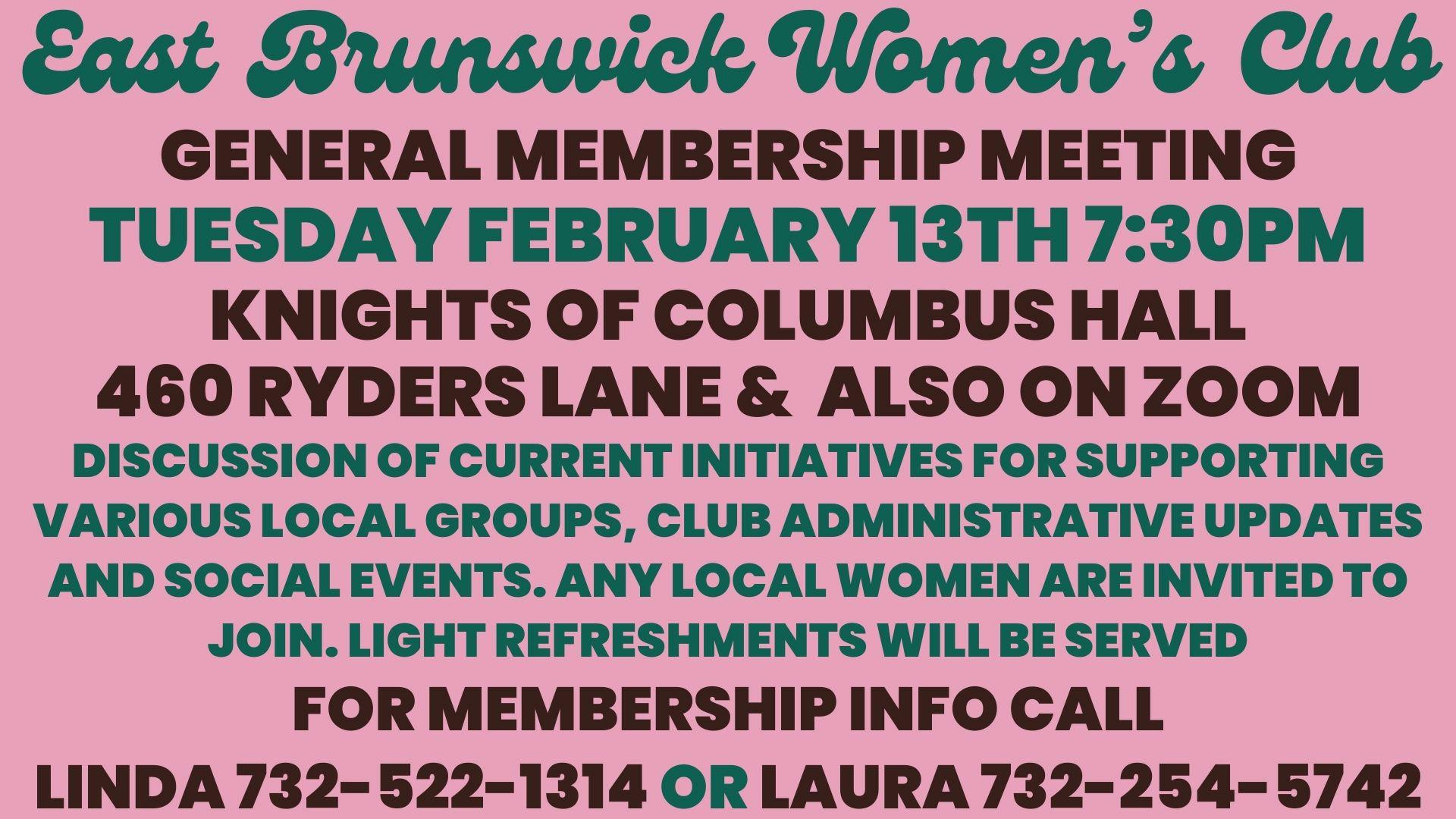 East Brunswick Women's Club Monthly Meeting